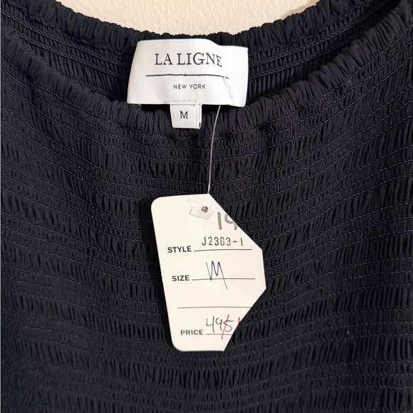 NWT La Ligne Mary Alice Smocked Tiered Long Sleeve Black Maxi Dress Size M - Picture 7 of 13